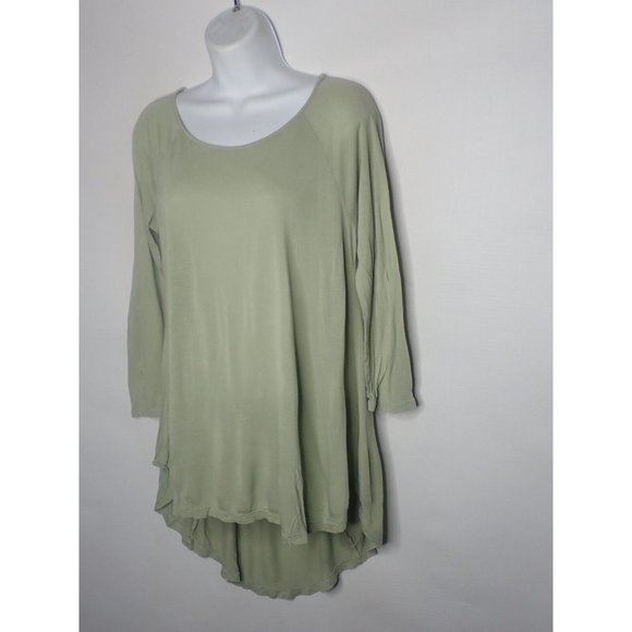Zenana Outfitters S Langenlook‎ 3/4 Sleeve Rayon Green  Tunic Top Casual Boho - Picture 2 of 4